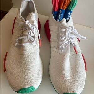 Adidas Kids White Sneakers with Colorful Accents